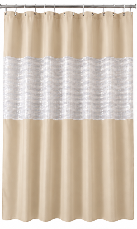 Perdea de dus PEVA 180 x 180 cm BEJ cu transparent